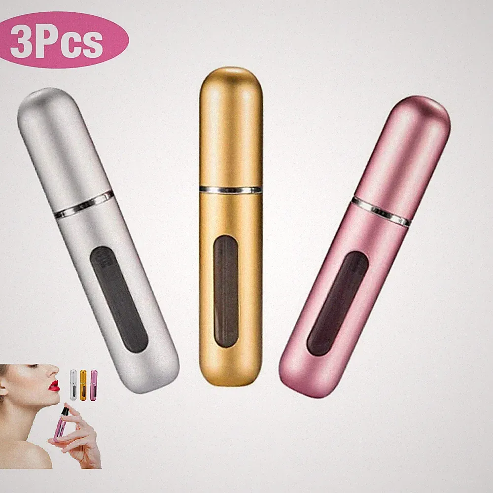3Pc 5ml Mini Refillable Travel Portable Perfume Atomizer Bottle Spray Pump Cases