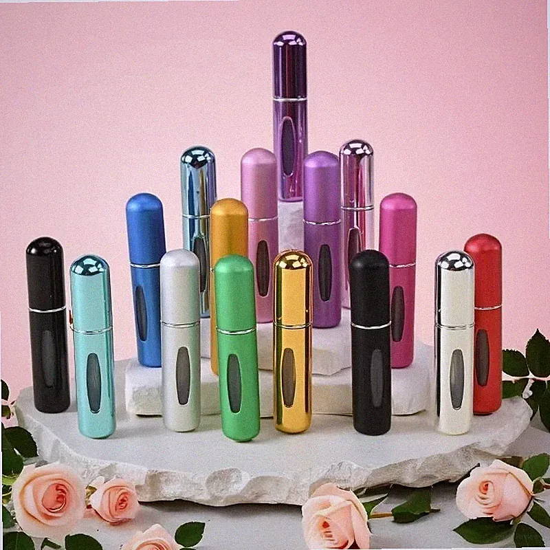 5 Pcs Refillable Travel Portable Perfume Atomizer Bottle Spray Pump Case