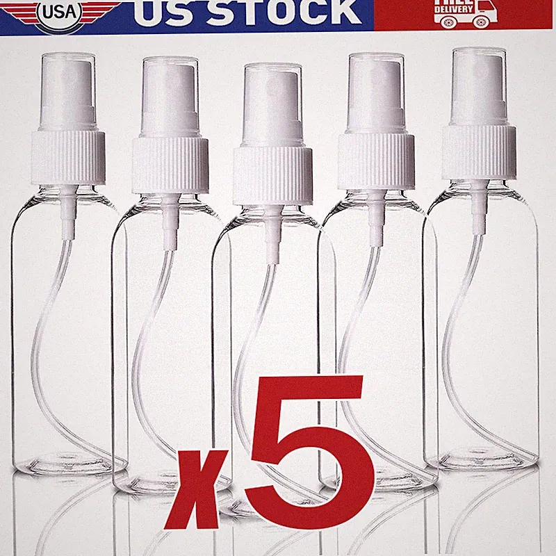 5PCS 30ml/60ml Travel Spray Bottle Plastic Transparent Perfume Empty Atomizer